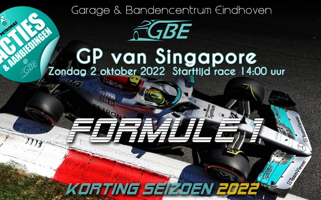 Formule 1 GP Singapore – 2022 kortingsacties @ GBE!
